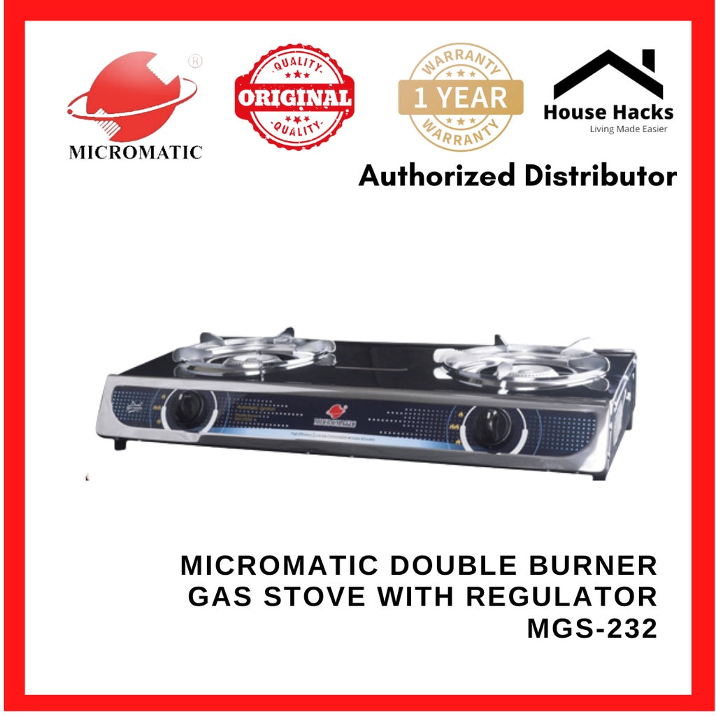 Micromatic MGS-232 Double Burner Gas Stove with Regulator