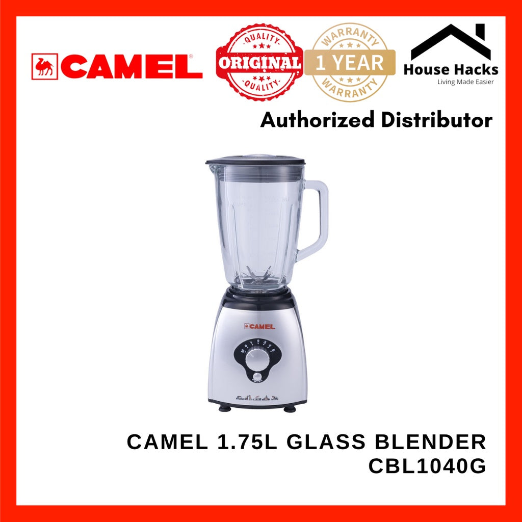 Camel CBL-1040G 5-Speed + Pulse Function Glass Blender 1.75L with Stainless Steel Blades (Silver)