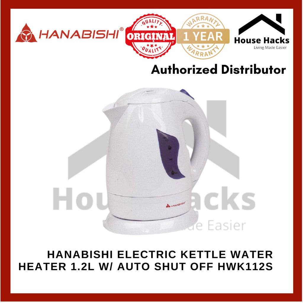 Hanabishi Electric Kettle Water Heater 1.2L w/ Auto Shut Off HWK112S