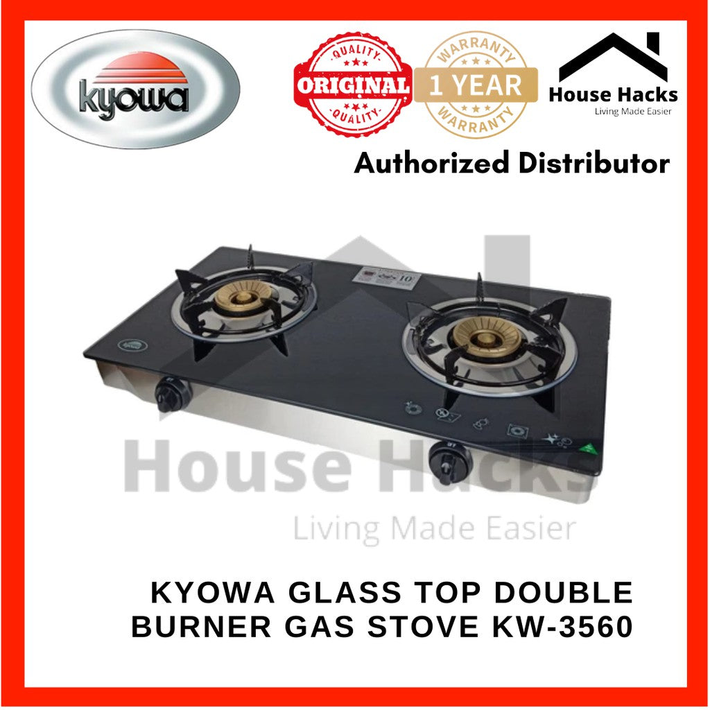 Kyowa Glass Top Double Burner Gas Stove (Black) KW-3560