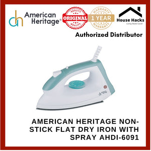 American Heritage Non-stick Flat Dry Iron with Spray AHDI-6091