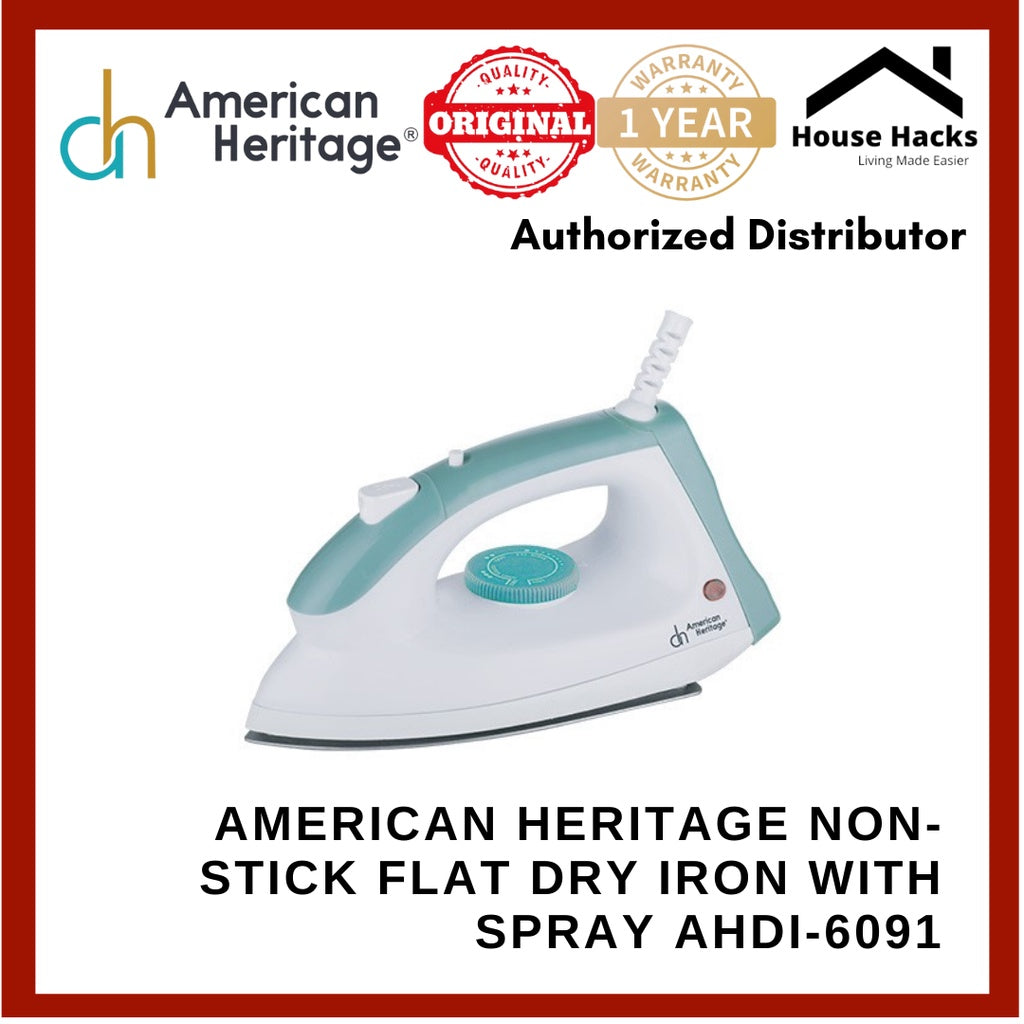 American Heritage Non-stick Flat Dry Iron with Spray AHDI-6091