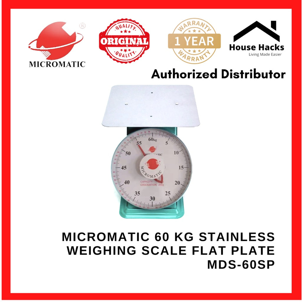Micromatic 60 KG Stainless Dial Scale Weighing Scale Flat Plate (Timbangan) MDS-60SP