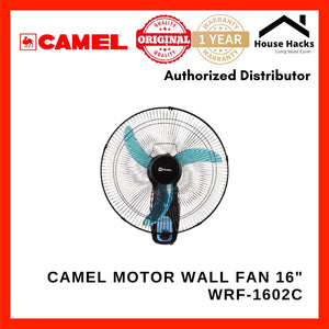 Camel WRF-1602C 3x Speed Motor Wall Fan 16" AS Banana Blade With Clip Type Lock (Black - T Blue)