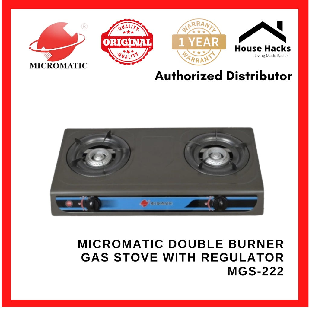 Micromatic MGS-222 Double Burner Gas Stove with Regulator