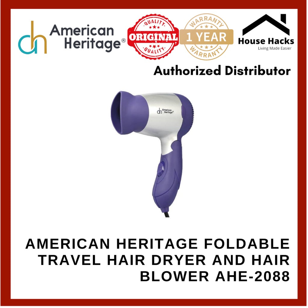 American Heritage Foldable Travel Hair Dryer and Hair Blower ESSENTIAL STYLER AHE-2088