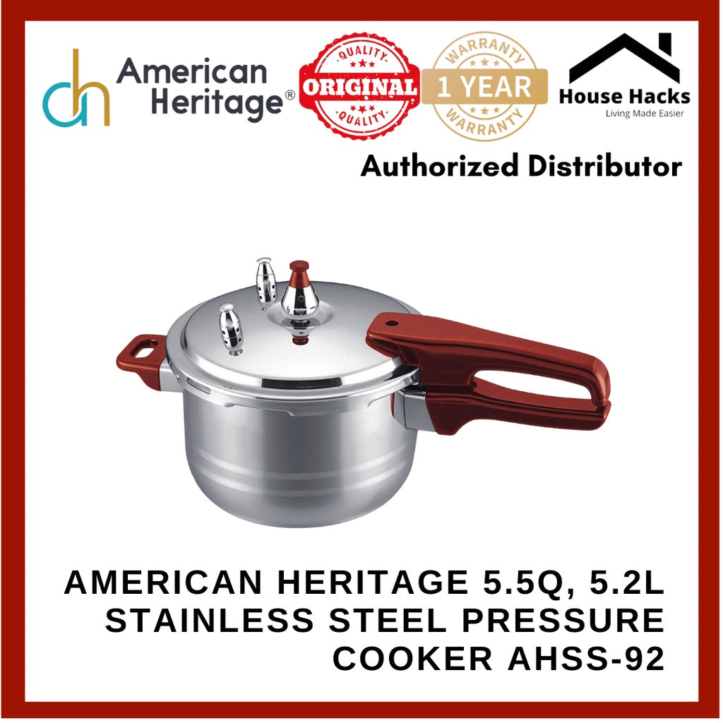 American Heritage 5.5Q 5.2L Stainless Steel Pressure Cooker AHSS