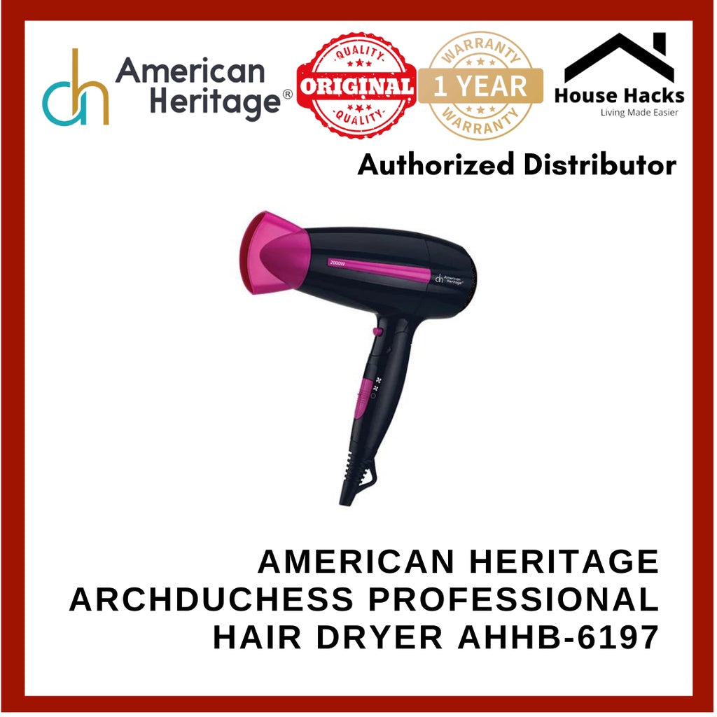 American Heritage Archduchess Professional Hair Dryer with Cool Shot Function AHHB-6197