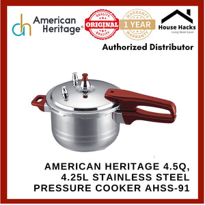 American Heritage 4.5Q, 4.25L Stainless Steel Pressure Cooker AHSS-91