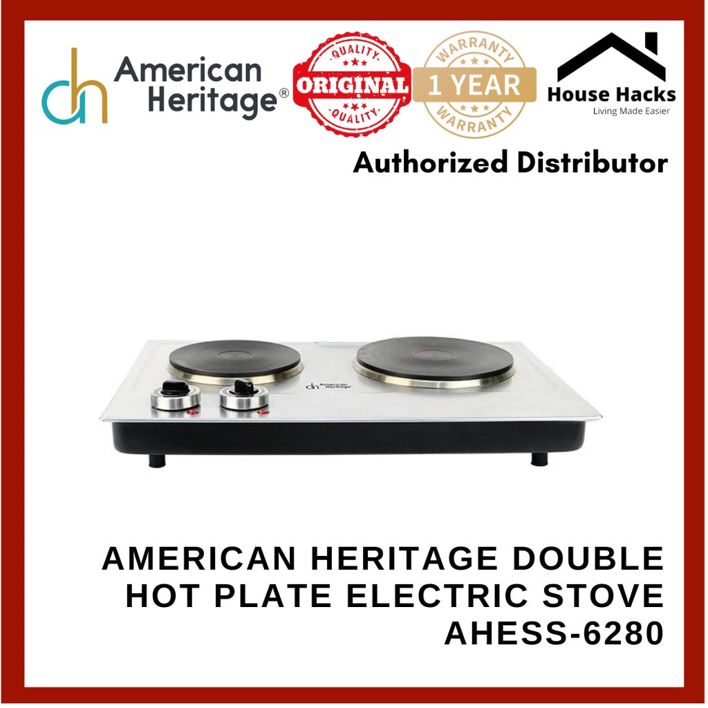 American Heritage Stainless Steel Body Double Hot Plate Electric Stove AHESS-6280
