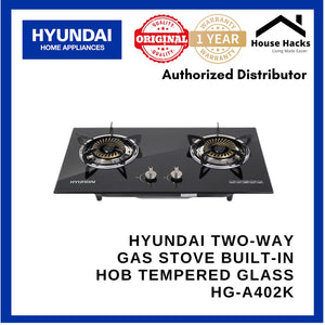 HYUNDAI Two-Way Gas Stove Built-In Hob Tempered Glass HG-A402K
