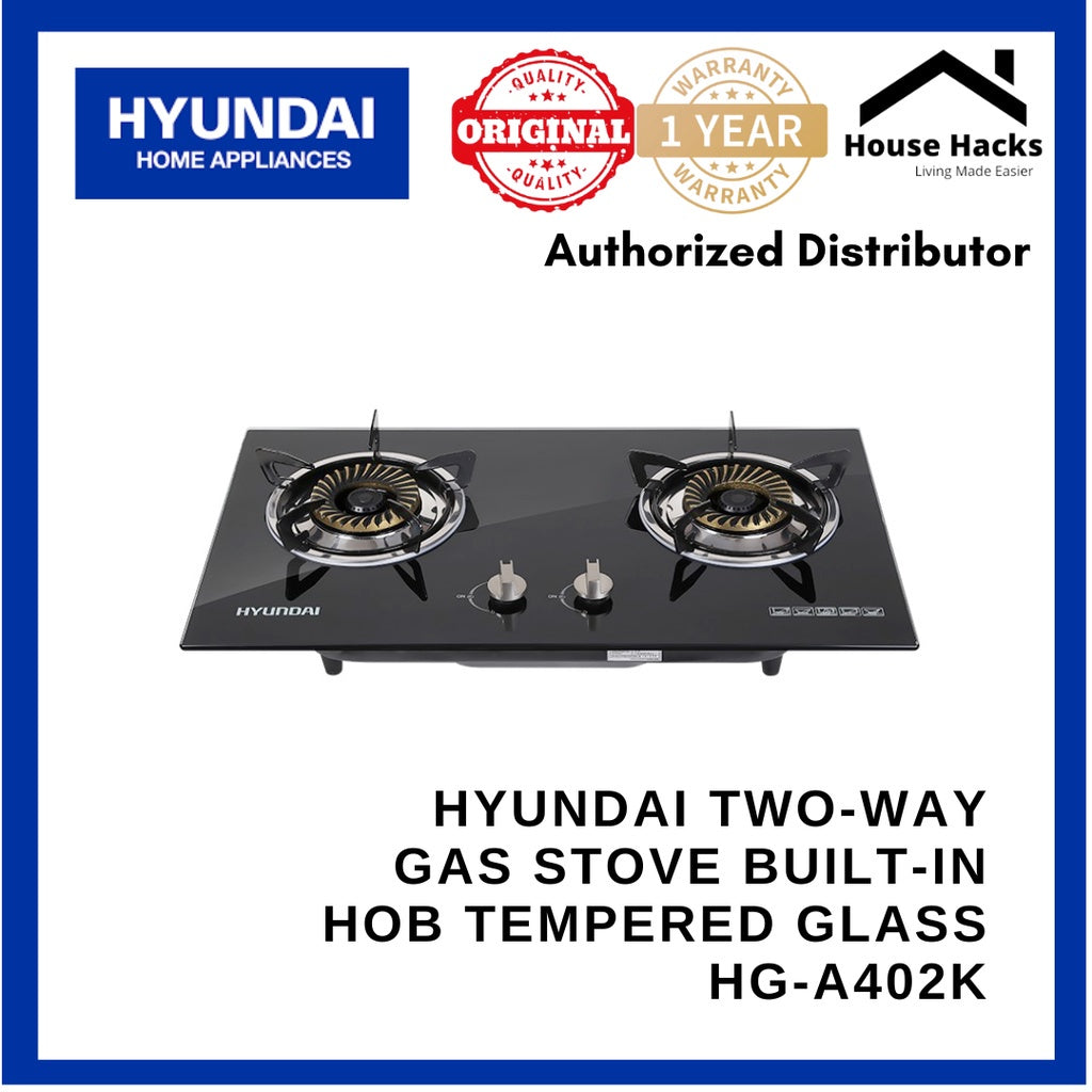 HYUNDAI Two-Way Gas Stove Built-In Hob Tempered Glass HG-A402K