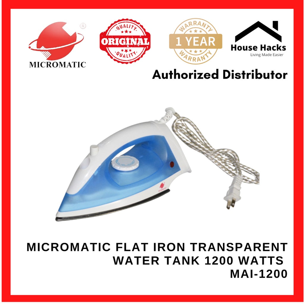 Micromatic Flat Iron Transparent Water Tank 1200 Watts MAI 1200