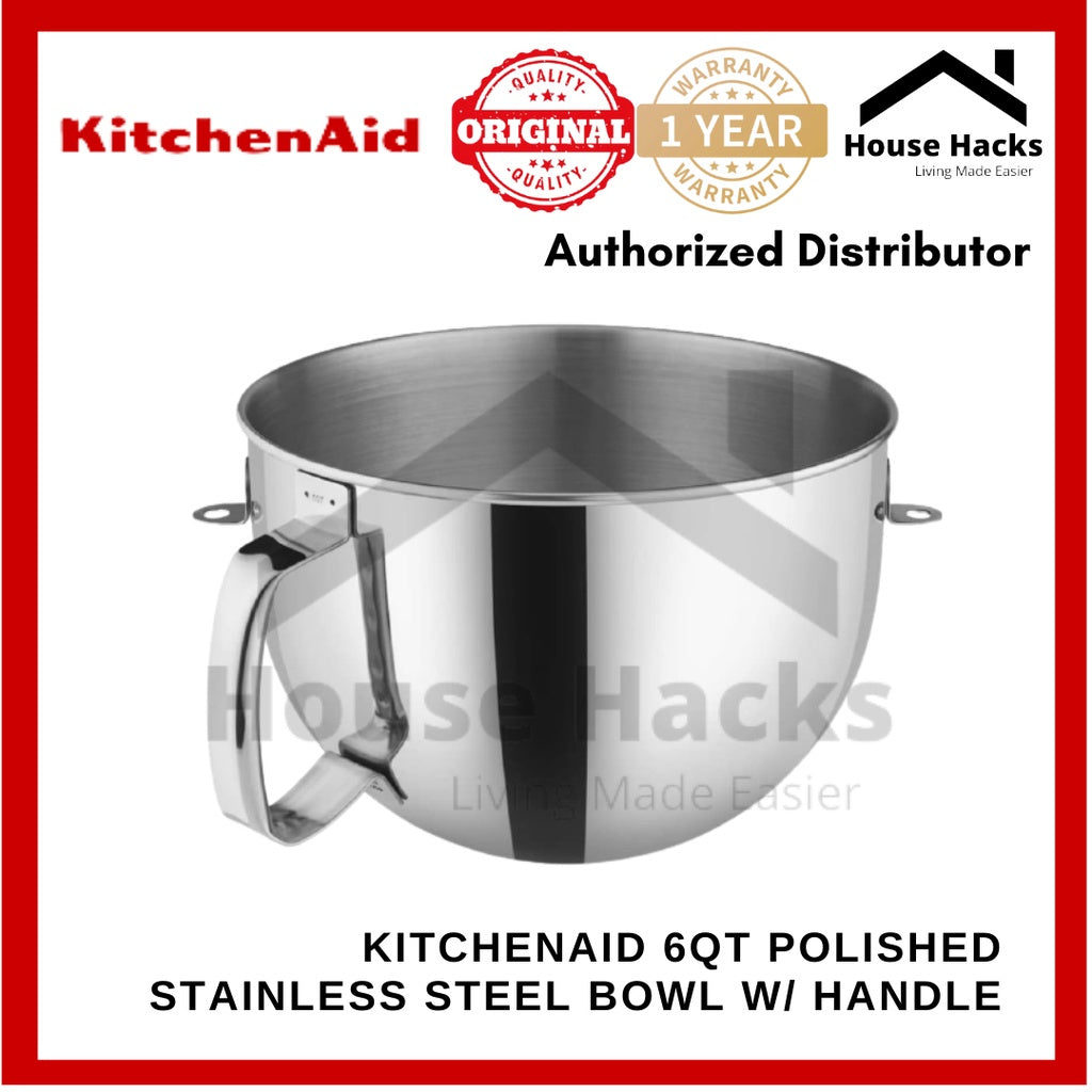 KitchenAid 6Qt Polished Stainless Steel Bowl with Handle for Bowl-lift Stand Mixer