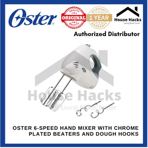 Oster 6-Speed Hand Mixer with Chrome Plated Beaters and Dough Hooks