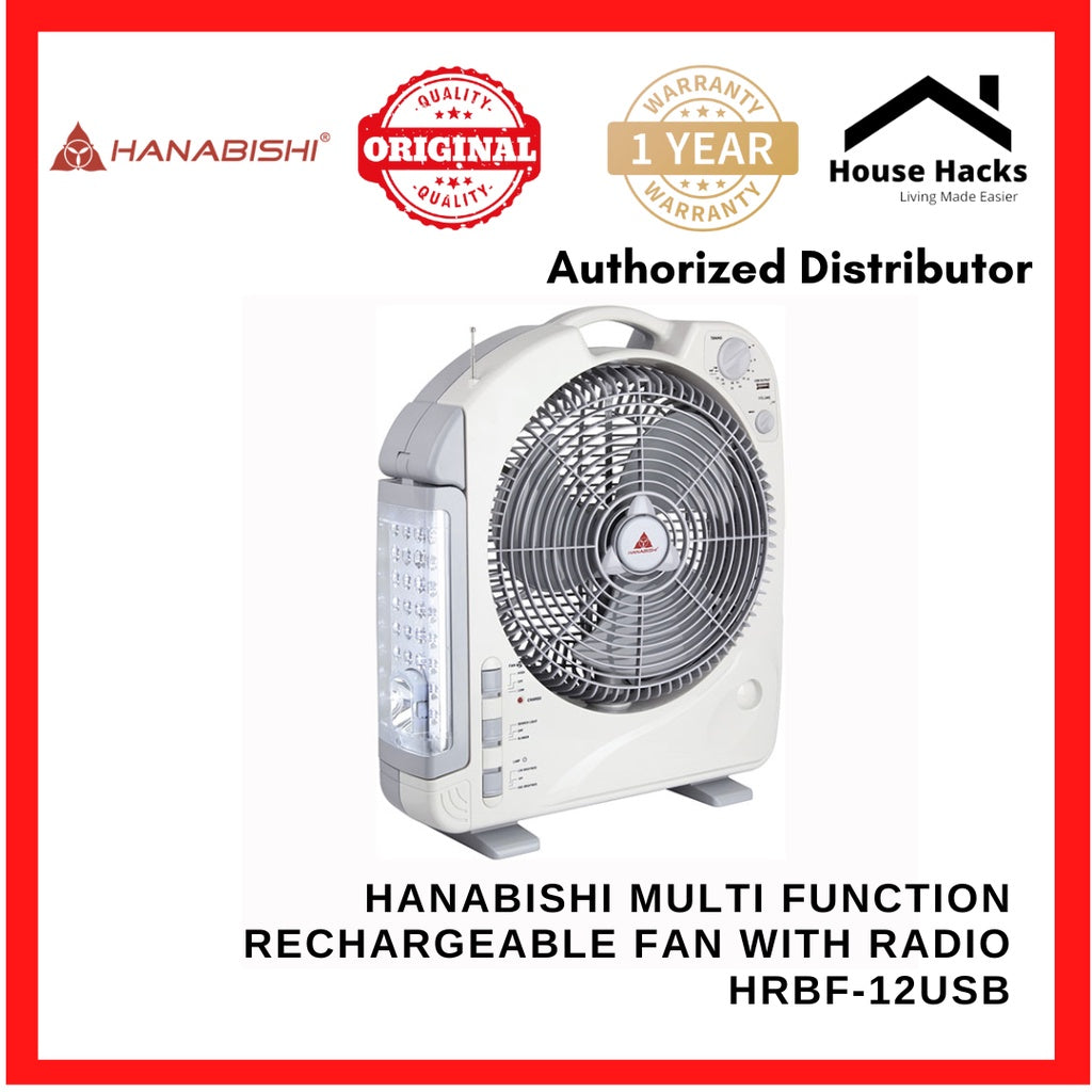 Hanabishi Multi Function Rechargeable Fan with radio HRBF-12USB