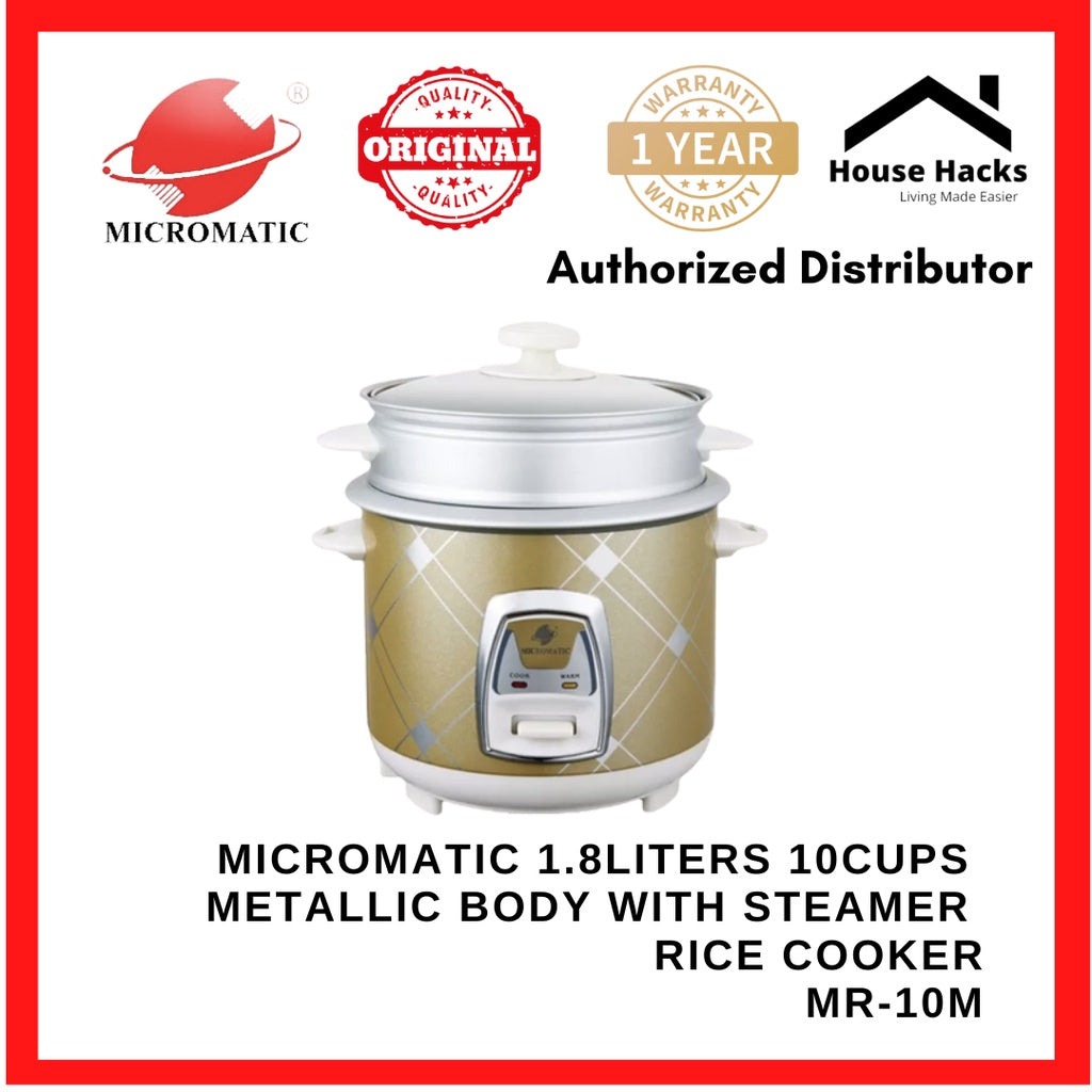 Micromatic MR-10M 1.8Liters 10cups Metallic Body with Steamer Rice Cooker