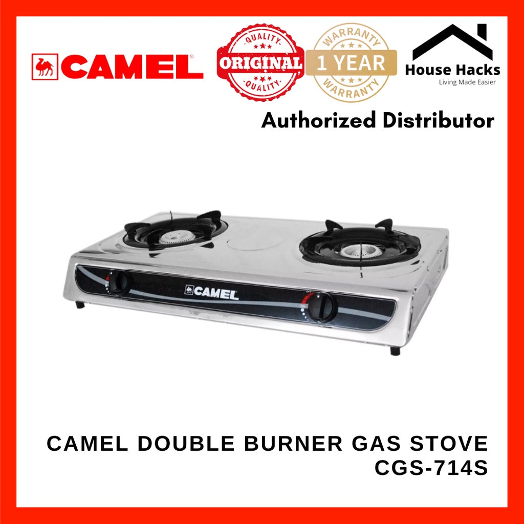 Camel CGS-714S Double Burner Stainless Steel Gas Stove with Free Hose