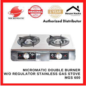Micromatic MGS 600 Double Burner w/o regulator stainless Gas Stove