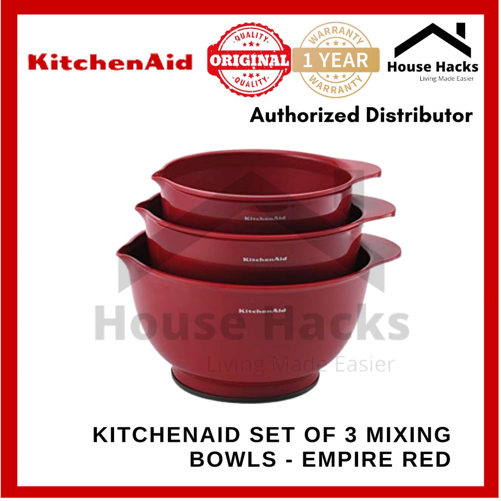 KitchenAid Set of 3 Mixing Bowls - Empire Red