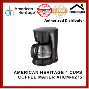 American Heritage 4 Cups Coffee Maker Anti-Drip Function Keep Warm Function AHCM-6275