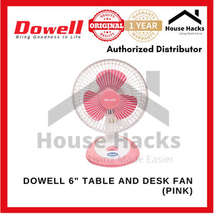 Dowell 6" Table and Desk Fan (Pink) TF-616