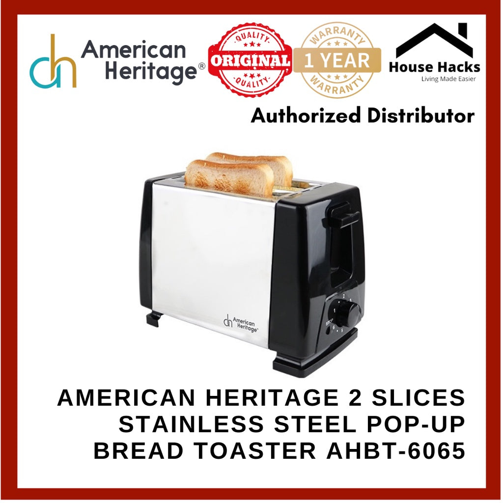 American Heritage 2 Slices Stainless Steel Pop-up Bread Toaster AHBT-6065