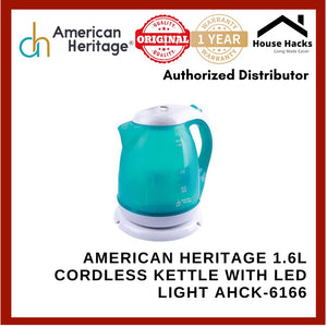 American Heritage 1.6L Cordless Kettle with LED Light AHCK-6166