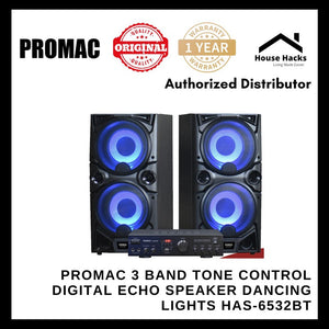 Promac 3 Band Tone Control Digital Echo Speaker Dancing Lights HAS-6532BT