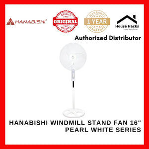 Hanabishi Windmill Stand Fan 16" Pearl White Series