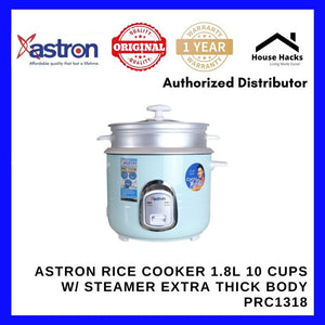 Astron Rice Cooker 1.8L 10 Cups w/ Steamer Extra Thick Body PRC1318