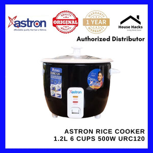 Astron Rice Cooker 1.2L 6 Cups 500W URC120