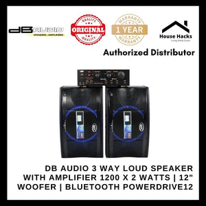 DB Audio 3 Way loud Speaker with Amplifier 1200 x 2 watts | 12" woofer | Bluetoot POWERDRIVE12