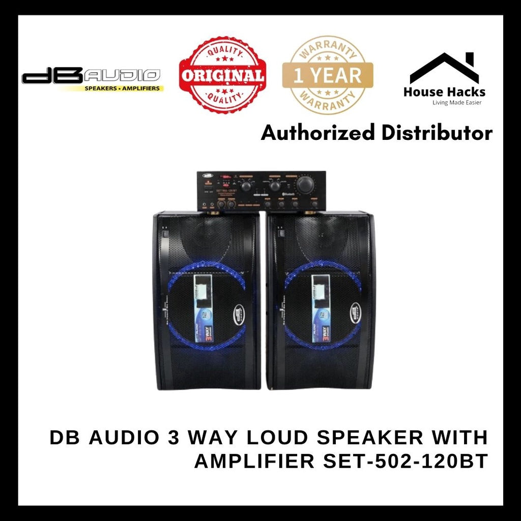 DB Audio 3 Way Loud Speaker with Amplifier SET-502-120BT