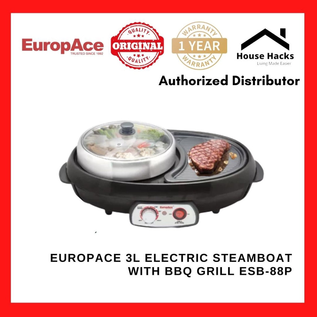 Europace 3L Electric Steamboat with BBQ Grill ESB-88P